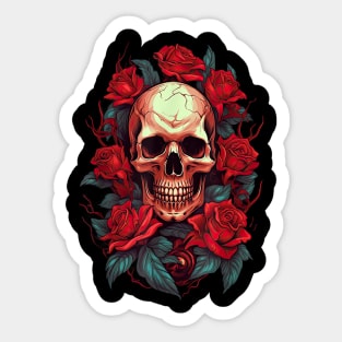 Rose Skeleton - Skull Hand Red - Flower rose Sticker